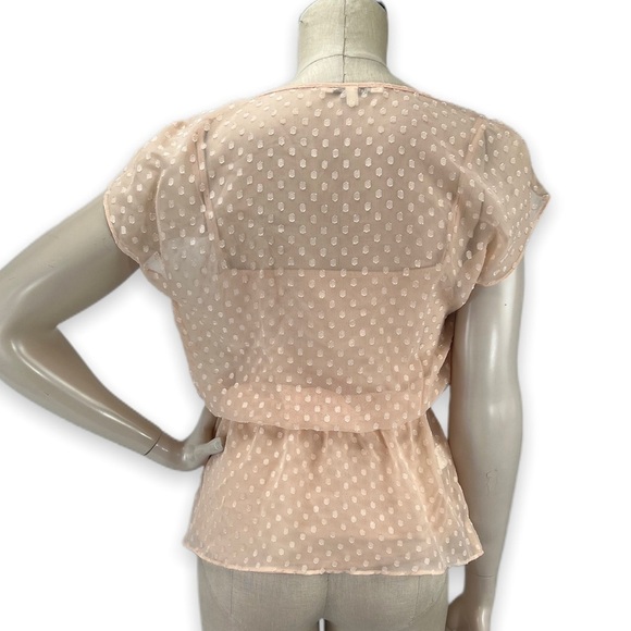 Black‎ Rainn Sheer Swiss Dot 2pc Peach Blouse Top Small S - Picture 2 of 5